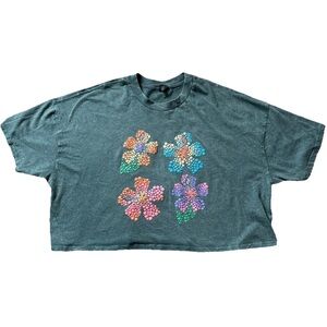 Wild Fable Flower Print Crop Top Oversized Women’s Small